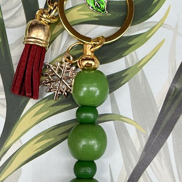 GIFT Christmas Keychain Bag Charm Multi Suede Tassel Leaf Snowflake Swivel Clasp - Picture 5 of 9